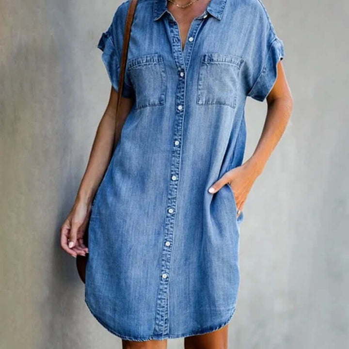 Valerie - Elegantes Denim-Kleid mit Bauchbedeckung