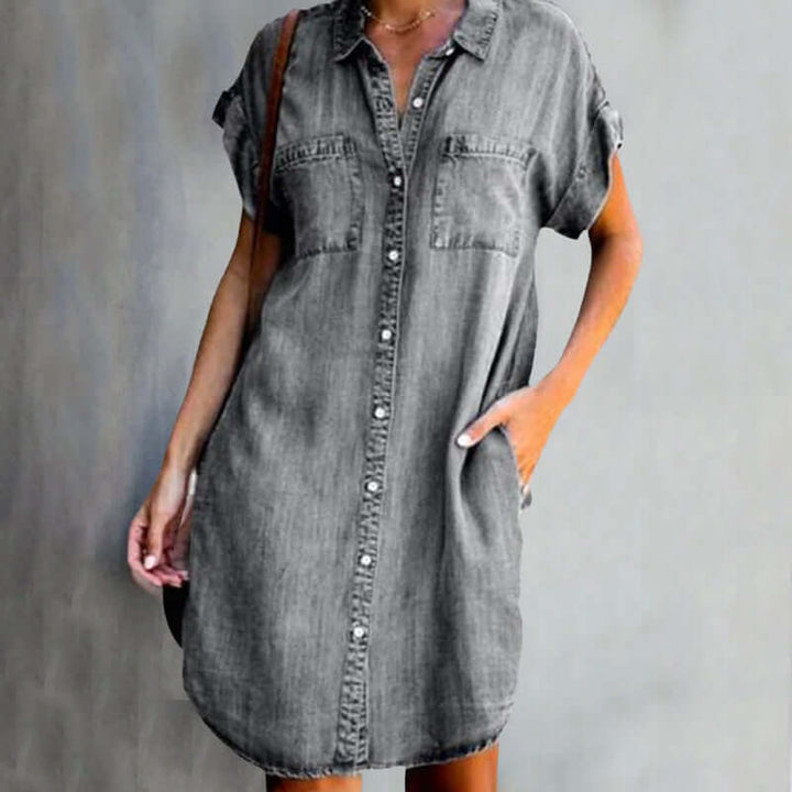 Valerie - Elegantes Denim-Kleid mit Bauchbedeckung