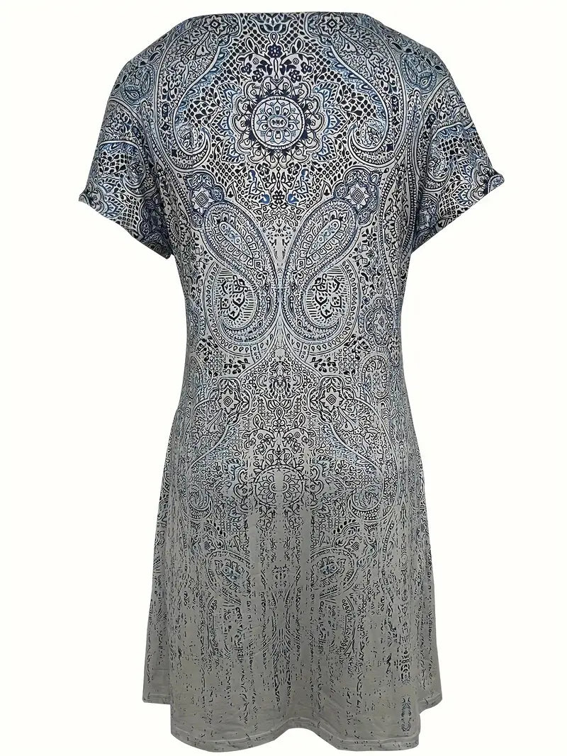 Yvon | Damen Kleid mit Paisley Print und Rundhalsausschnitt