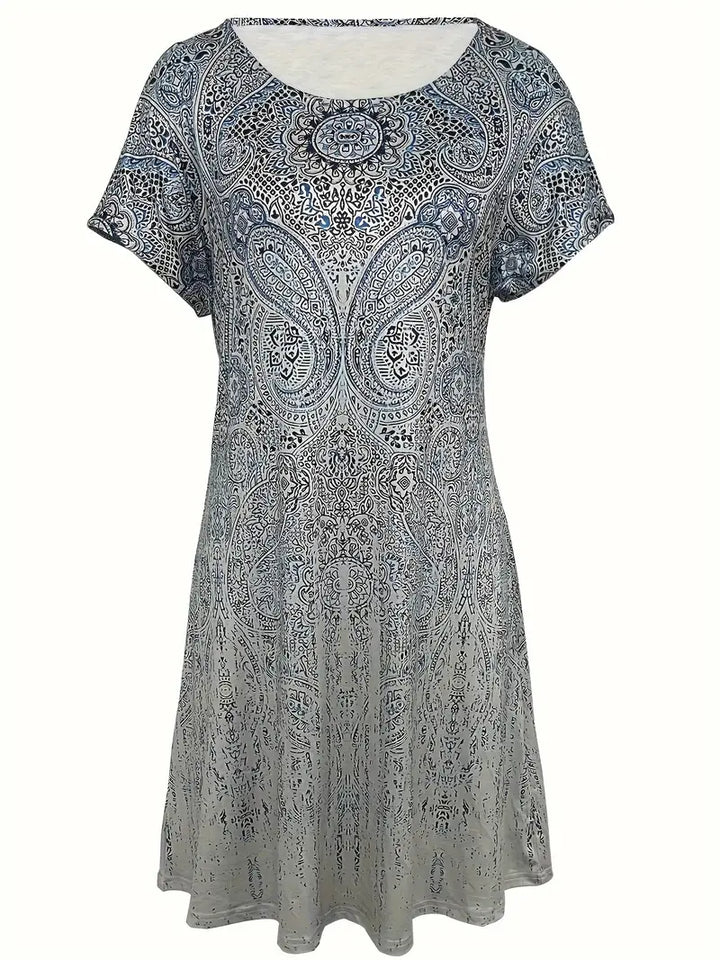 Yvon | Damen Kleid mit Paisley Print und Rundhalsausschnitt