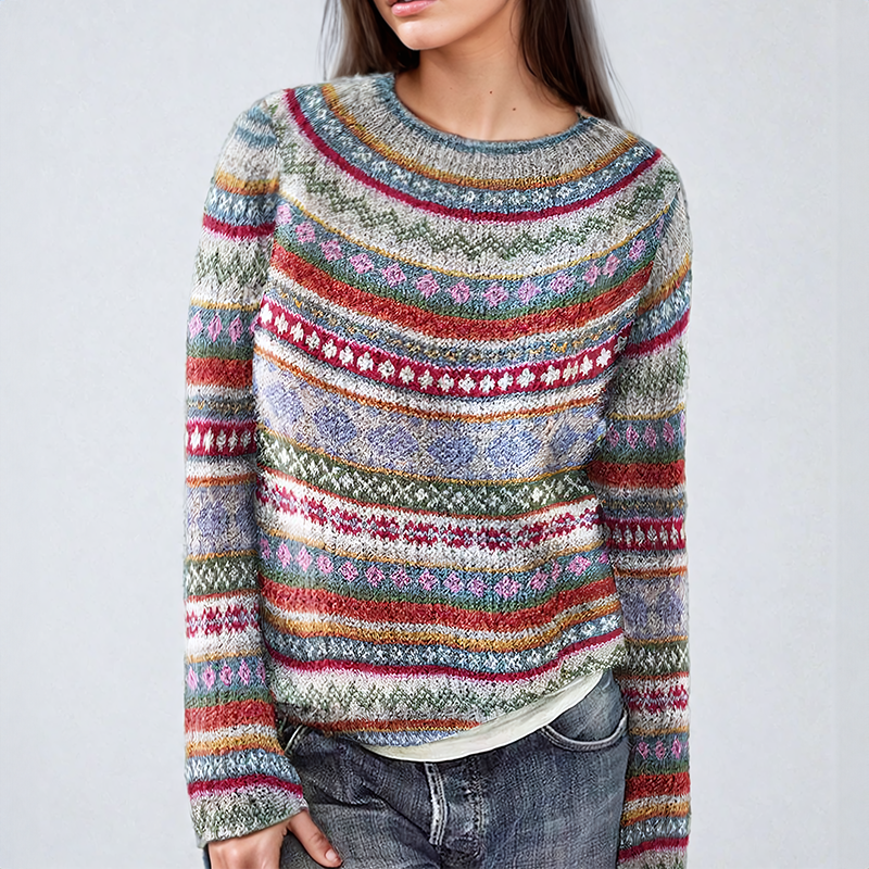 Patti™ | Bunter Gestreifter Strickpullover