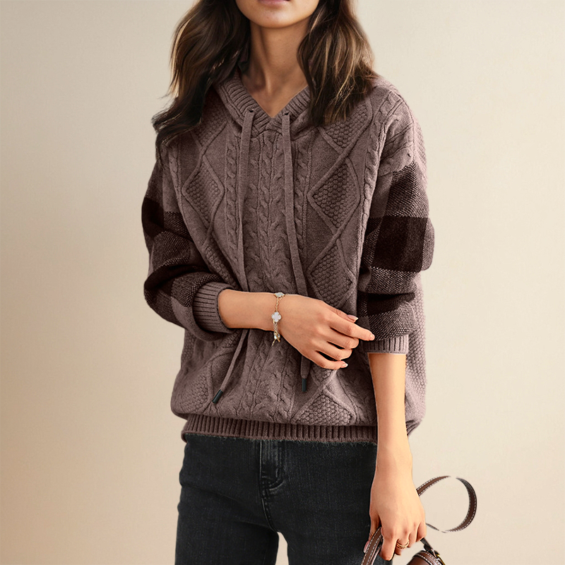 LEONIE - JACQUARD PULLOVER MIT KAPUZE